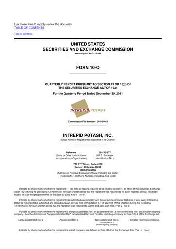 Thumbnail Intrepid Potash
 10-Q Quarterly Report FY2011 