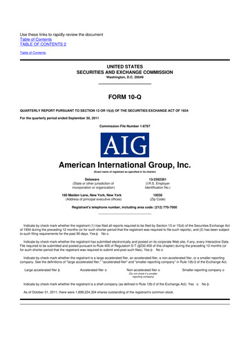 Thumbnail American International Group 10-Q Quarterly Report FY2011 