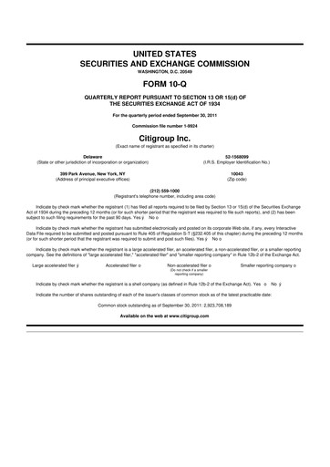 Thumbnail Citigroup 10-Q Quarterly Report FY2011 