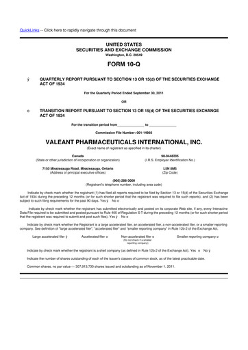 Miniature Bausch Health
 10-Q Rapport trimestriel 2011 