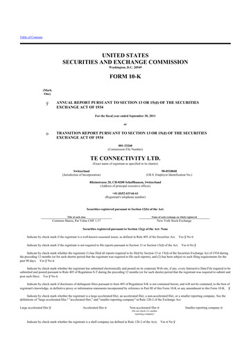 Thumbnail TE Connectivity
 10-K Annual Report 2011