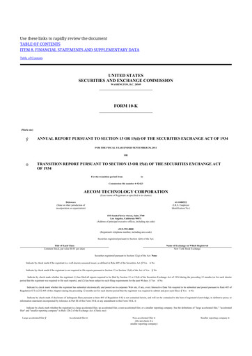 Thumbnail AECOM 10-K Annual Report 2011