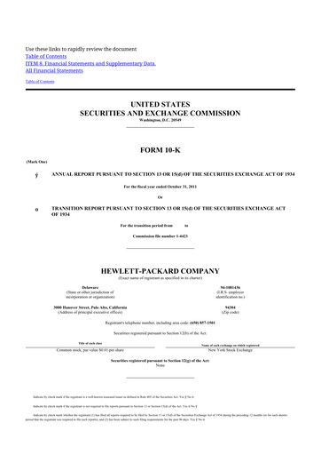 Thumbnail HP 10-K Annual Report 2011