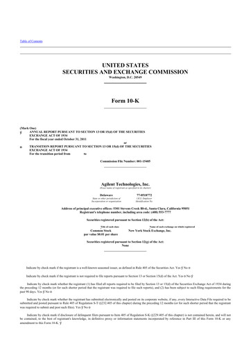 Thumbnail Agilent Technologies 10-K Annual Report 2011