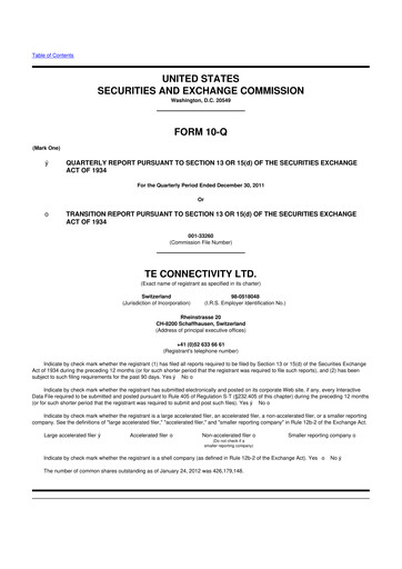 Thumbnail TE Connectivity
 10-Q Quarterly Report FY2012 