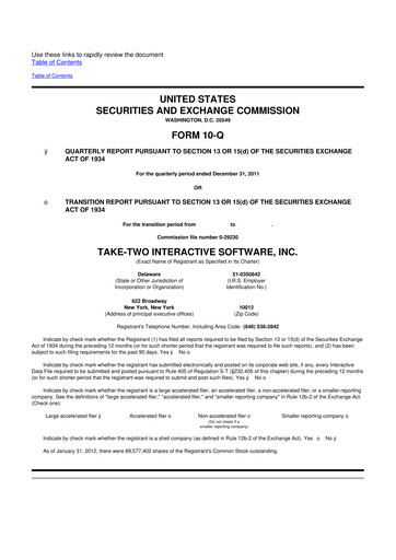 Thumbnail Take-Two Interactive
 10-Q Quarterly Report FY2012 