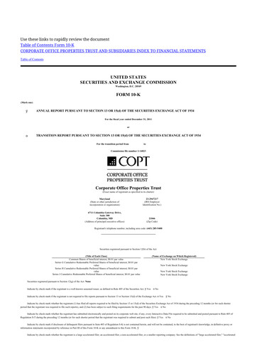 Thumbnail COPT Defense Properties 10-K Annual Report 2011