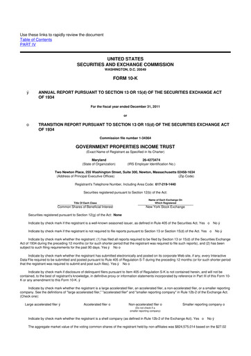 Thumbnail Office Properties Income Trust 10-K Annual Report 2011