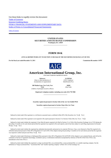 Thumbnail American International Group 10-K Annual Report 2011