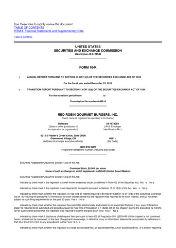 Thumbnail Red Robin
 10-K Annual Report 