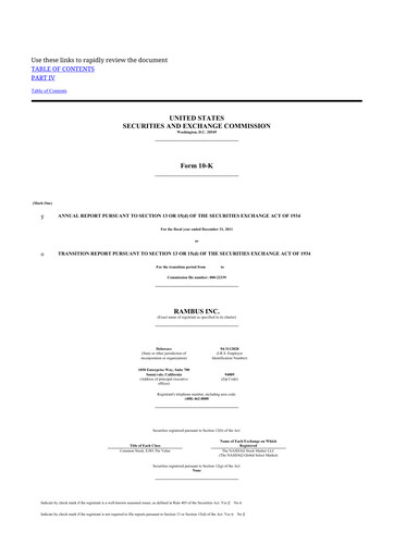 Thumbnail Rambus 10-K Annual Report 2011