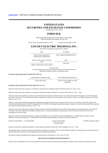 Thumbnail Lincoln Electric
 10-K Annual Report 2011