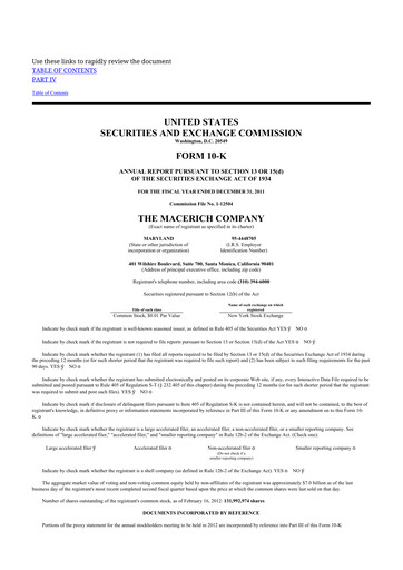 Thumbnail Macerich 10-K Annual Report 2011