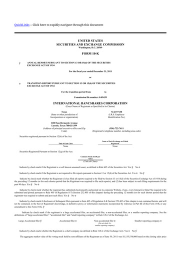 Thumbnail International Bancshares Corp 10-K Annual Report 2011