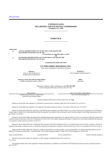 Thumbnail CF Industries
 10-K Annual Report 2011