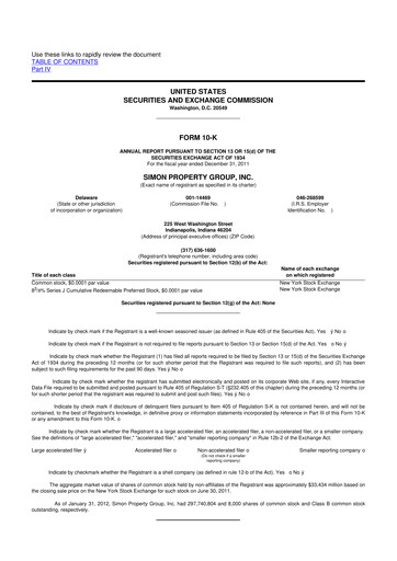 Vorschaubild Simon Property Group 10-K Jahresbericht 