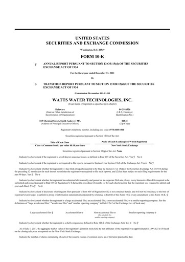 Thumbnail Watts Water Technologies
 10-K Annual Report 2011