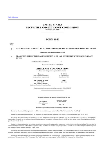 Thumbnail Air Lease Corporation
 10-K Annual Report 2011