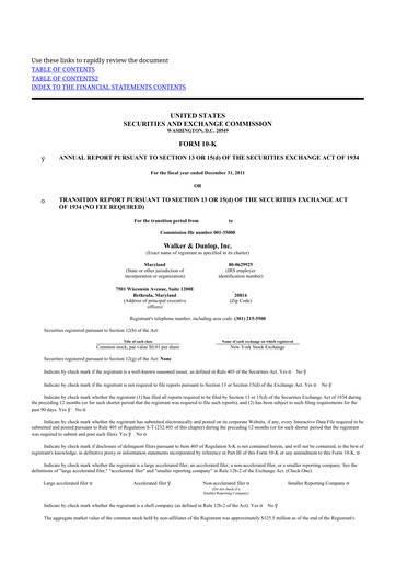 Thumbnail Walker & Dunlop

 10-K Annual Report 2011