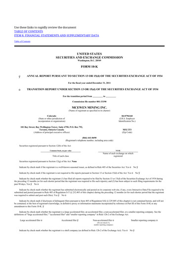 Thumbnail McEwen Mining 10-K Annual Report 2011