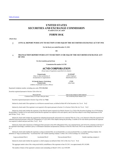 Thumbnail ACNB Corporation
 10-K Annual Report 2011