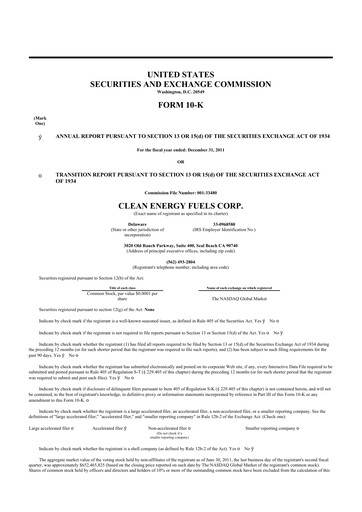 Thumbnail Clean Energy Fuels 10-K Annual Report 2011