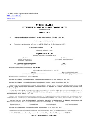 Thumbnail Eagle Bancorp 10-K Annual Report 2011