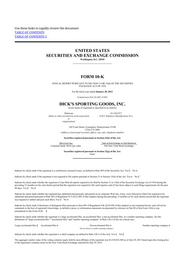 Thumbnail Dick's Sporting Goods
 10-K Annual Report 2011