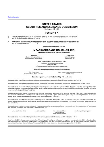 Vorschaubild Impac Mortgage Holdings 10-K Jahresbericht 2011