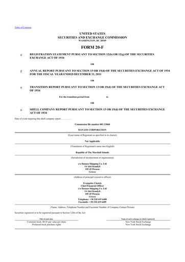 Thumbnail Danaos 20-F Annual Report 2011