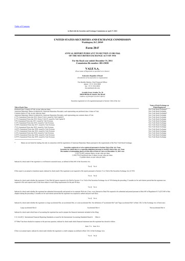 Thumbnail Vale 20-F Annual Report 2011