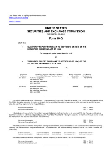 Thumbnail Huntsman Corporation
 10-Q Quarterly Report FY2012 