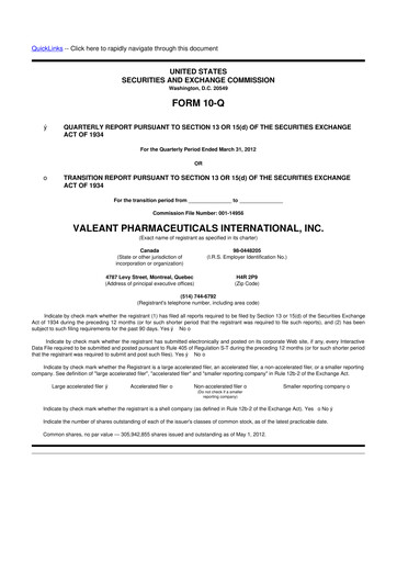Miniature Bausch Health
 10-Q Rapport trimestriel 2012 