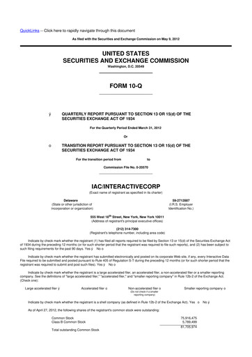 Thumbnail Match Group 10-Q Quarterly Report FY2012 