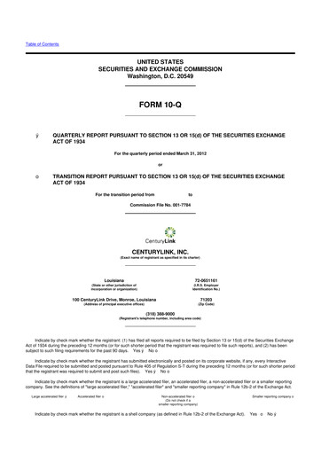 Vorschaubild Lumen Technologies 10-Q Quartalsbericht 2012 