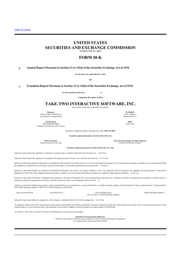 Thumbnail Take-Two Interactive
 10-K Annual Report 2012