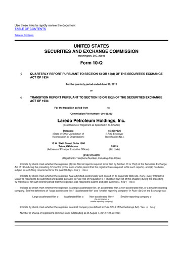 Thumbnail Vital Energy 10-Q Quarterly Report FY2012 