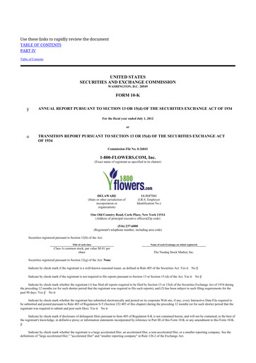 Thumbnail 1-800-Flowers.com, Inc.
 10-K Annual Report 2012