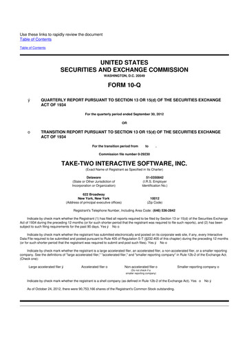 Thumbnail Take-Two Interactive
 10-Q Quarterly Report FY2013 