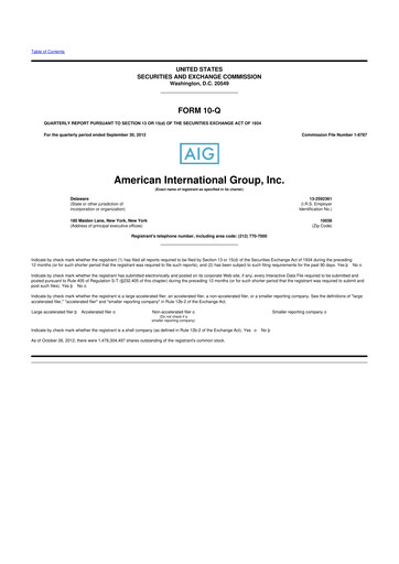 Thumbnail American International Group 10-Q Quarterly Report FY2012 