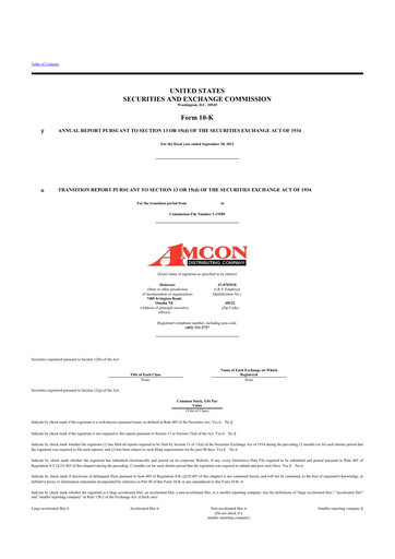 Thumbnail AMCON Distributing Company 10-K Annual Report 2012