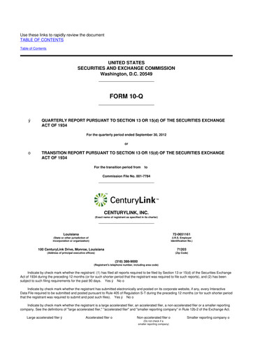 Vorschaubild Lumen Technologies 10-Q Quartalsbericht 2012 