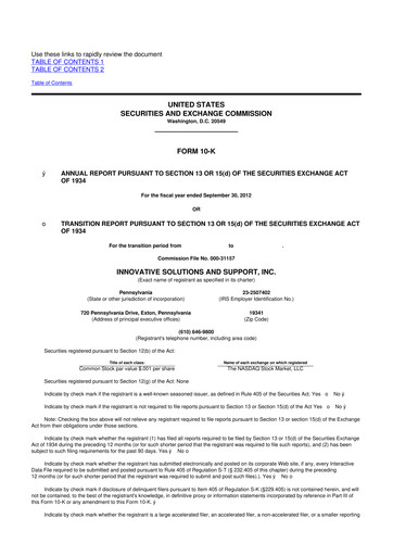 Miniature Innovative Solutions and Support 10-K Rapport annuel 2012