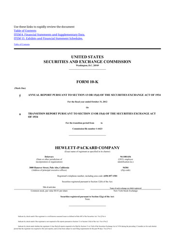 Thumbnail HP 10-K Annual Report 2012