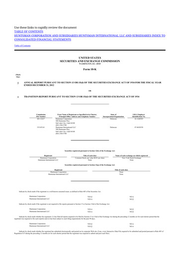 Thumbnail Huntsman Corporation
 10-K Annual Report 2012
