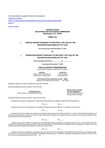 Thumbnail Allstate 10-K Annual Report 2012