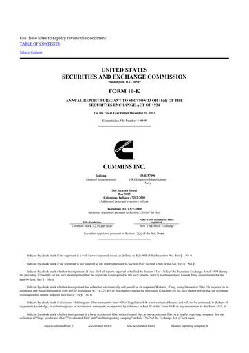Thumbnail Cummins
 10-K Annual Report 2012