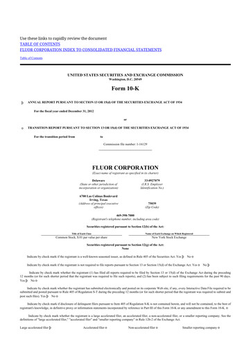 Thumbnail Fluor Corporation
 10-K Annual Report 2012