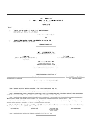 Thumbnail LTC Properties 10-K Annual Report 2012