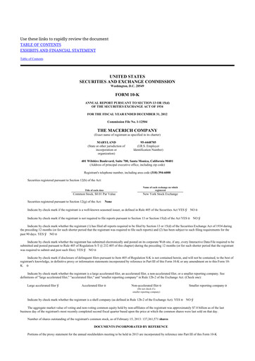 Thumbnail Macerich 10-K Annual Report 2012